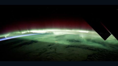 Aurora boreal desde el espacio.