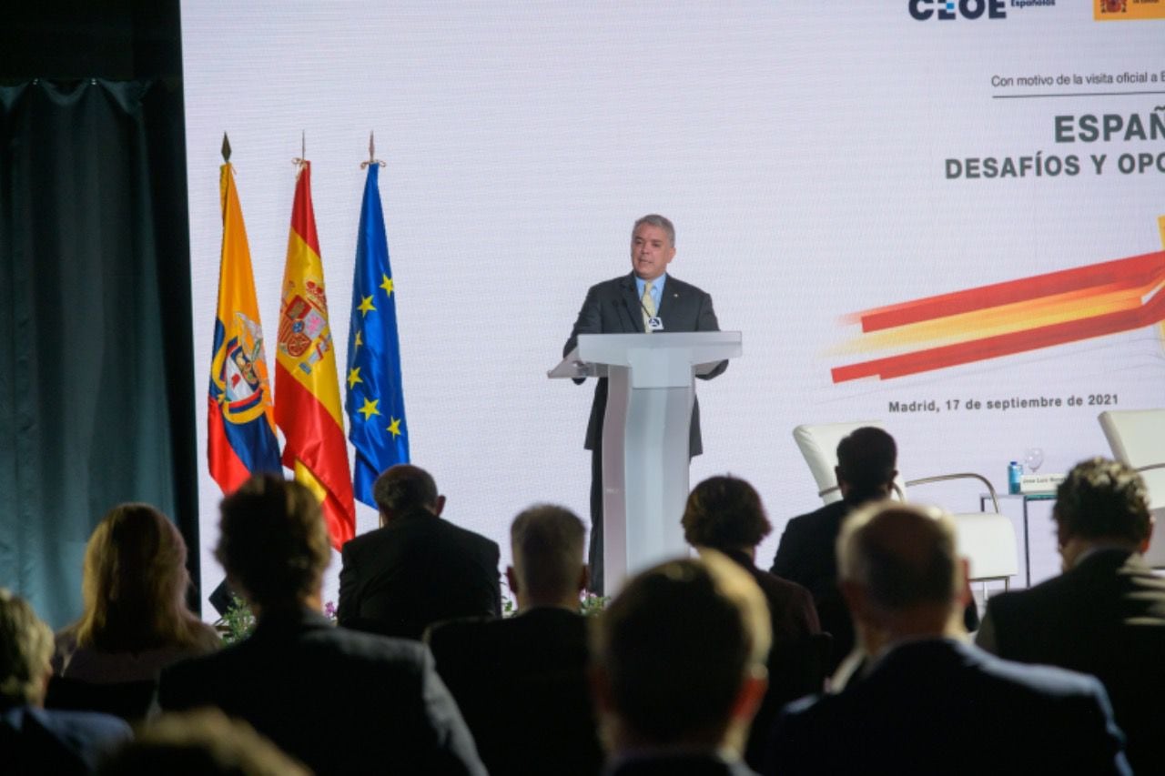 Presidente Iván Duque se reúne con empresarios en Madrid (España). 17 de septiembre de 2021.