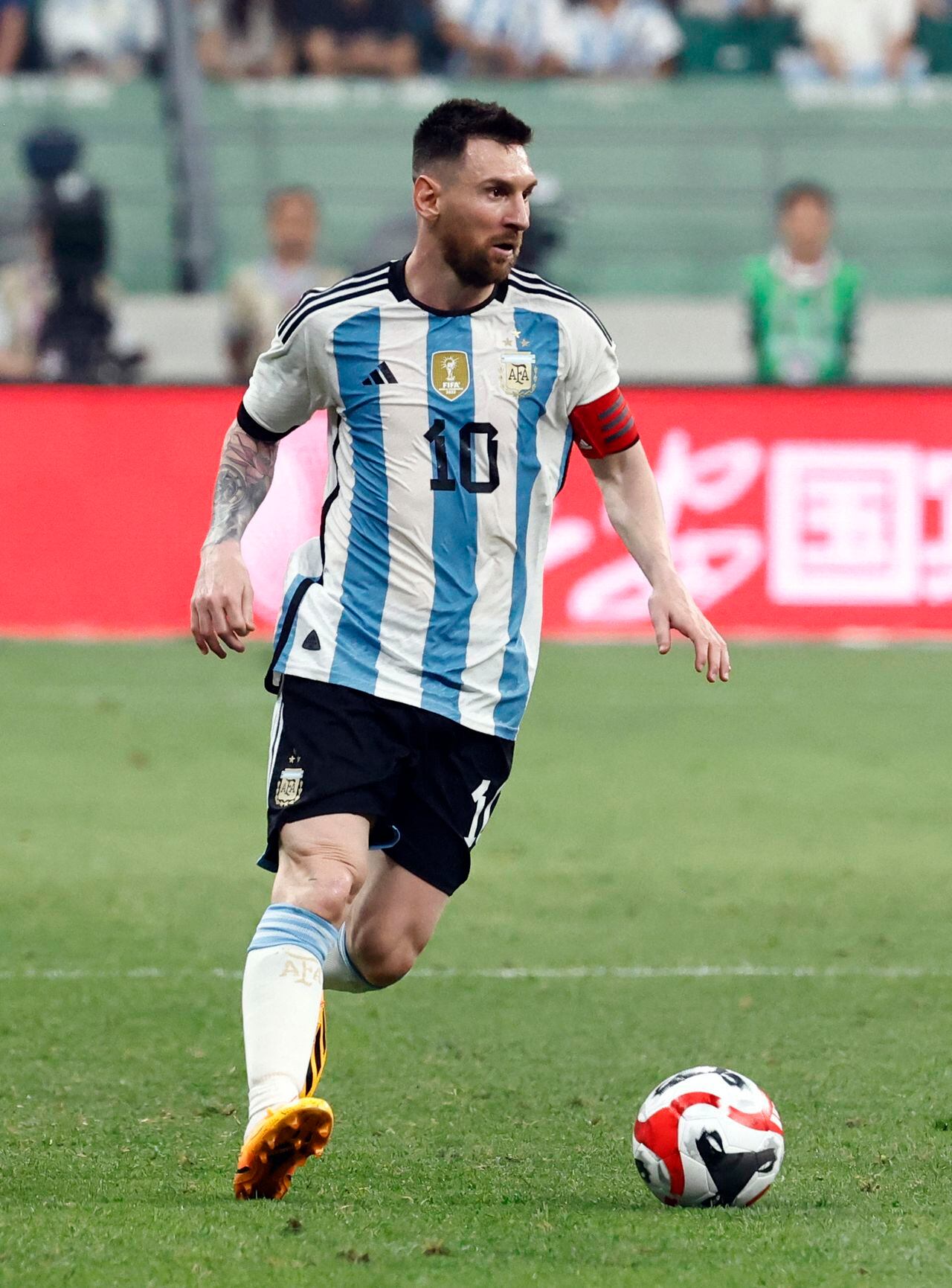 Soccer Football - Friendly - Argentina v Australia - Workers' Stadium, Beijing, China - June 15, 2023 Argentina's Lionel Messi in action REUTERS/Thomas Peter