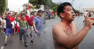 Más de 11.000 agentes de Policía se desplegaron este jueves en Lima, la capital, y en Callao durante la llamada ‘toma de Lima’.