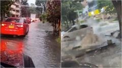 Inundaciones en Medellín por fuertes lluvias este mates, 21 de mayo.