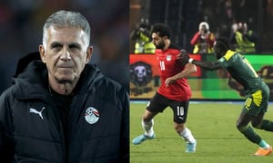 Carlos Queiroz, Mohamed Salah y Sadio Mané. Senegal vs. Egipto.