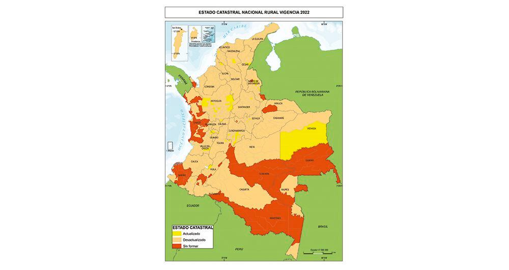 El mapa muestra el nivel de desactualización catastral en áreas rurales, lo que, a su vez, impacta la posibilidad de producción en el campo.