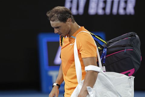 Rafael Nadal of Spain leaves Rod Laver Arena following his second round loss to Mackenzie McDonald of the U.S. at the Australian Open tennis championship in Melbourne, Australia, Wednesday, Jan. 18, 2023. (AP Photo/Asanka Brendon Ratnayake)