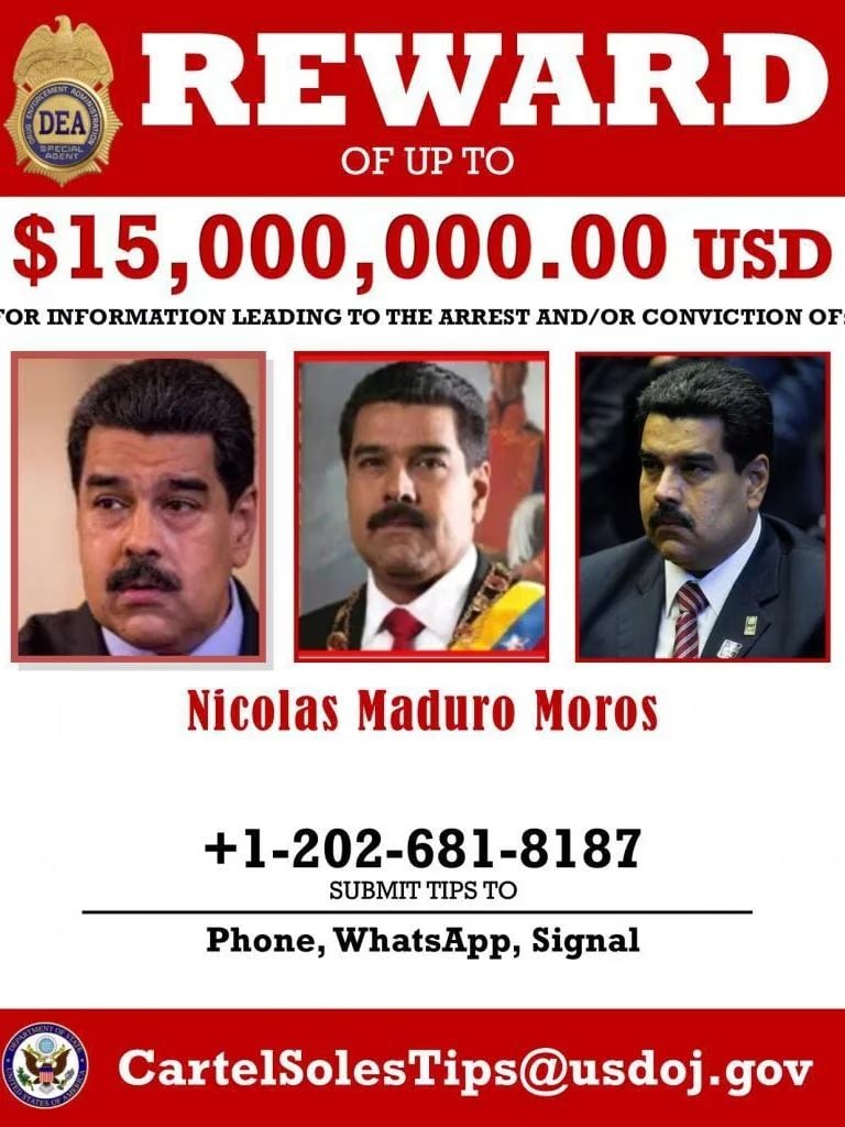 Recompensa por la captura de Nicolás Maduro