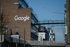 Google logo seen on a facade of the Google building GRCQ1 in Dublin's Grand Canal area, seen during Level 5 Covid-19 lockdown. (Photo by Cezary Kowalski/SOPA Images/LightRocket via Getty Images)