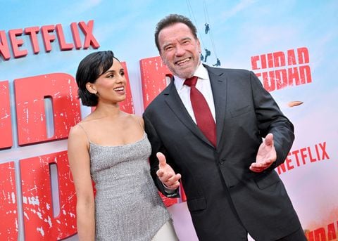 LOS ANGELES, CALIFORNIA - MAY 22: Aparna Brielle and Arnold Schwarzenegger attend the Los Angeles Premiere of Netflix's "FUBAR" at The Grove on May 22, 2023 in Los Angeles, California. (Photo by Axelle/Bauer-Griffin/FilmMagic)