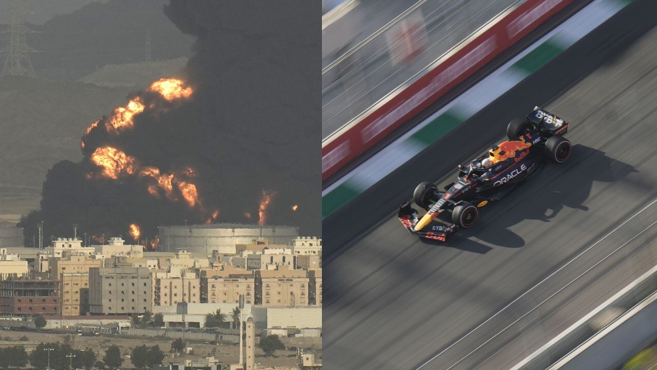 Incendió en medio del GP de GP de Arabia de F1. Foto: AP/Hassan Ammar