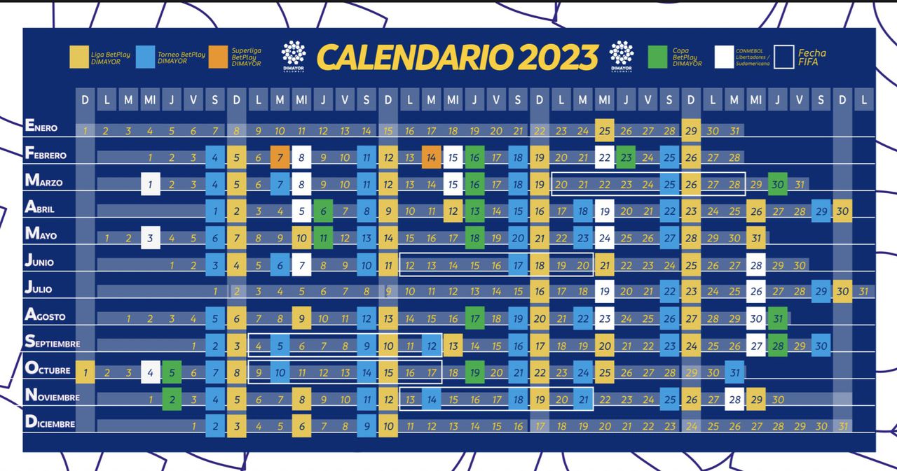 Calendario completo de Dimayor para el 2023