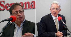 El senador Gustavo Petro y el expresidente Álvaro Uribe