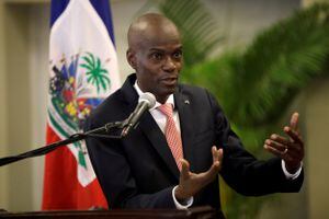 FILE PHOTO: Haiti's President Jovenel Moise speaks during a news conference to provide information about the measures concerning coronavirus, at the National Palace in Port-au-Prince, Haiti March 2, 2020. REUTERS/Andres Martinez Casares/File Photo
