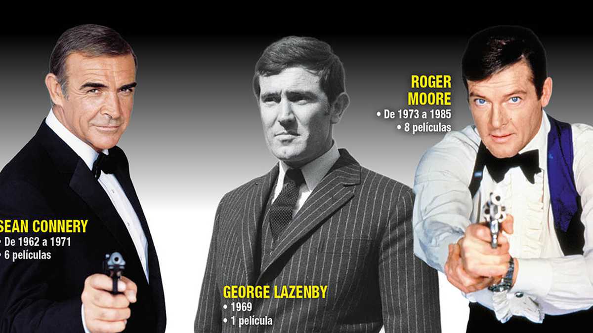 Sean Connery interpretó a James Bond de 1962 a 1971; George Lazenby lo hizo en 1969; y Roger More de 1973 a 1985.
