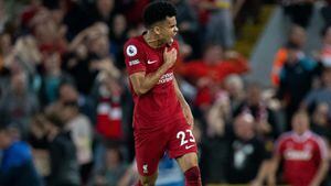 Luis Díaz, jugador del Liverpool celebra el gol ante el Crystal Palace