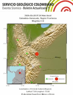 Boletín del temblor en la frontera entre Colombia y Venezuela