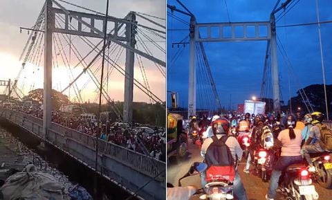 Congestión vehicular en el Puente de Juanchito