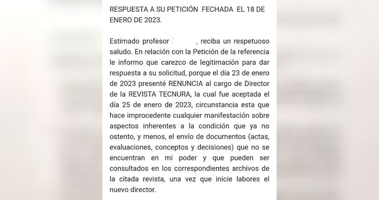 Respuesta de César García al derecho de petición.