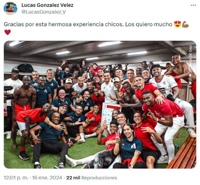Mensaje de despedida de Lucas González con sus jugadores del América de Cali.