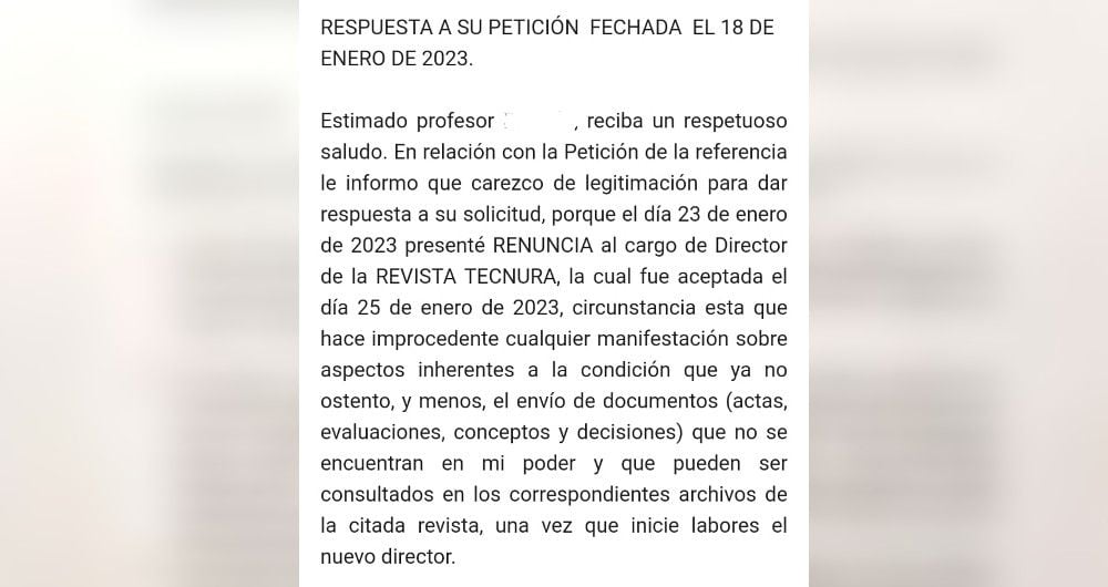 Respuesta de César García al derecho de petición.