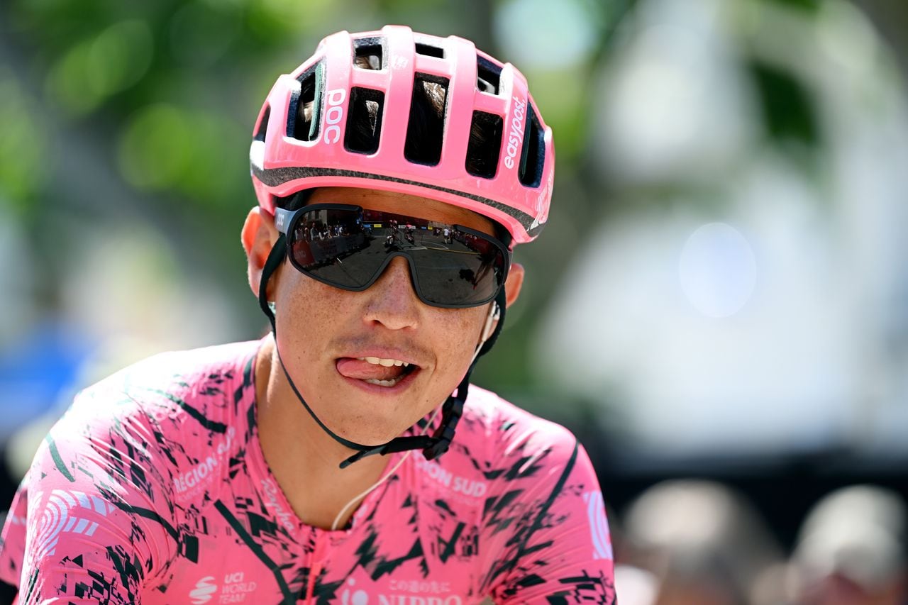 BRIVES-CHARENSAC, FRANCE - JUNE 06: Johan Esteban Chaves Rubio of Colombia and Team EF Education - Easypost prior to the 74th Criterium du Dauphine 2022 - Stage 2 a 169,8km stage from Saint-Péray to Brives-Charensac / #WorldTour / #Dauphiné / on June 06, 2022 in Brives-Charensac, France. (Photo by Dario Belingheri/Getty Images)