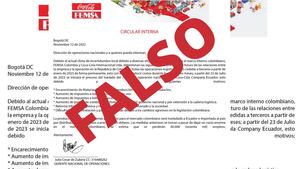 Comunicado falso que circula en redes sociales.