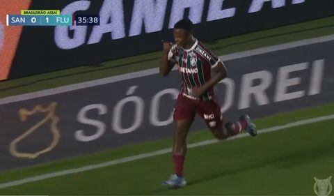 Jhon Arias sumó ante Santos su sexto gol en la temporada del Brasileirao
