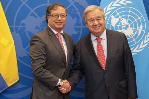 Gustavo Petro y António Guterres en la Asamblea General de Naciones Unidas de 2023. FOTO: Cortesía Presidencia