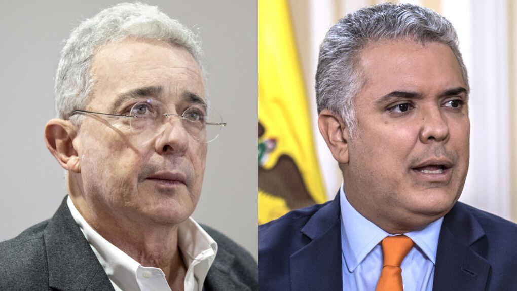 Los expresidentes Álvaro Uribe e Iván Duque.