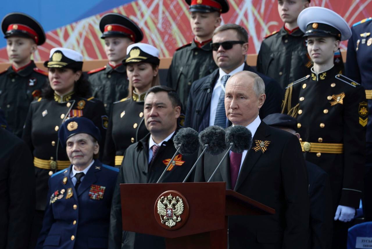 El presidente ruso, Vladimir Putin, pronuncia su discurso durante el desfile militar del Día de la Victoria que marca el 78.º aniversario del fin de la Segunda Guerra Mundial en la Plaza Roja de Moscú