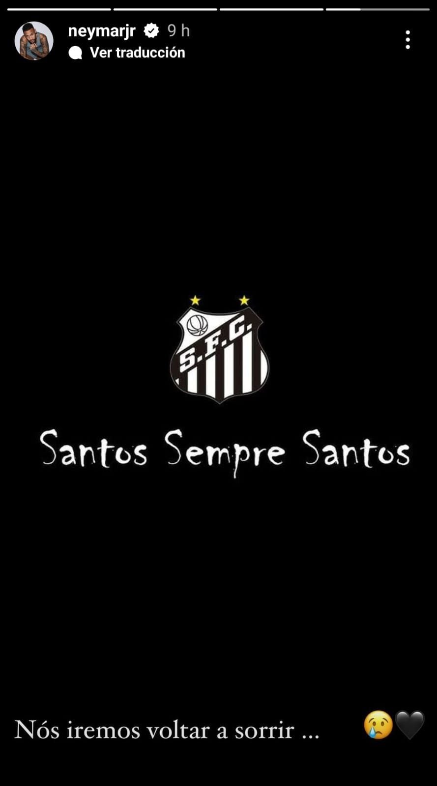 Neymar publicó una historia tras el descenso de Santos