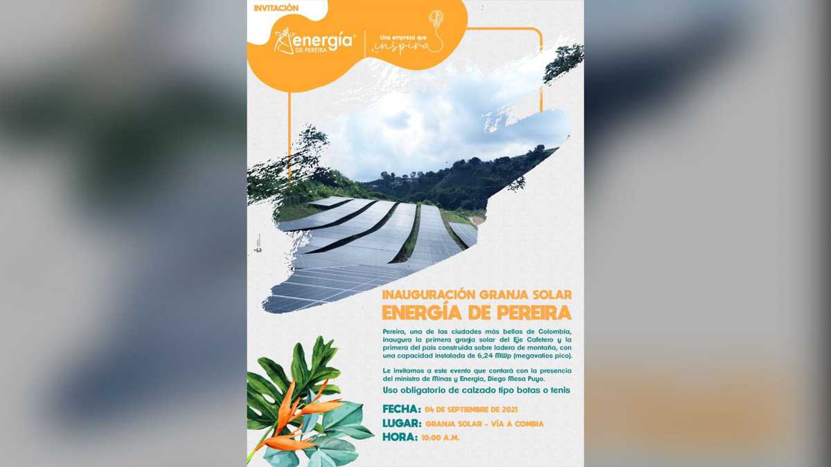 Gobierno inaugurará granja solar en Pereira.