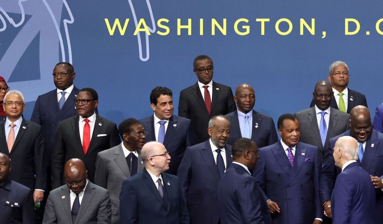 El presidente Joe Biden en el evento en Washington donde se reunión con líderes del continente africano
