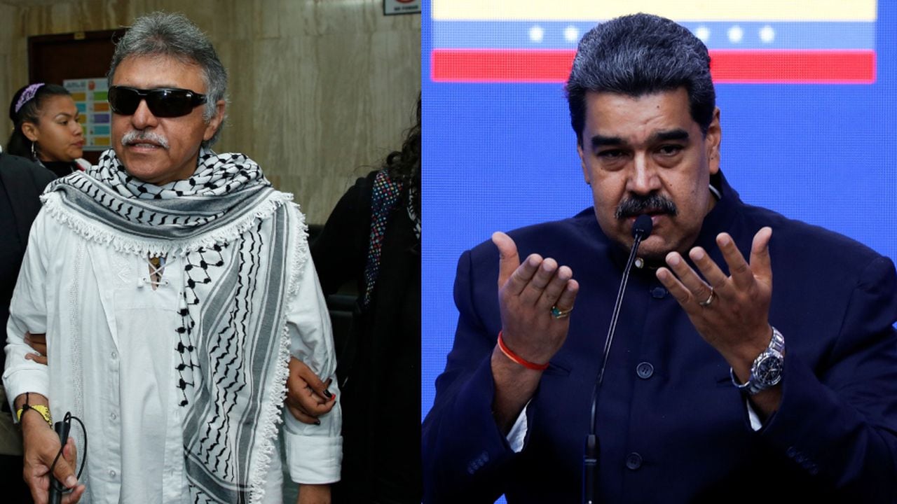 De izquierda a derecha: Jesús Santrich y Nicolás Maduro