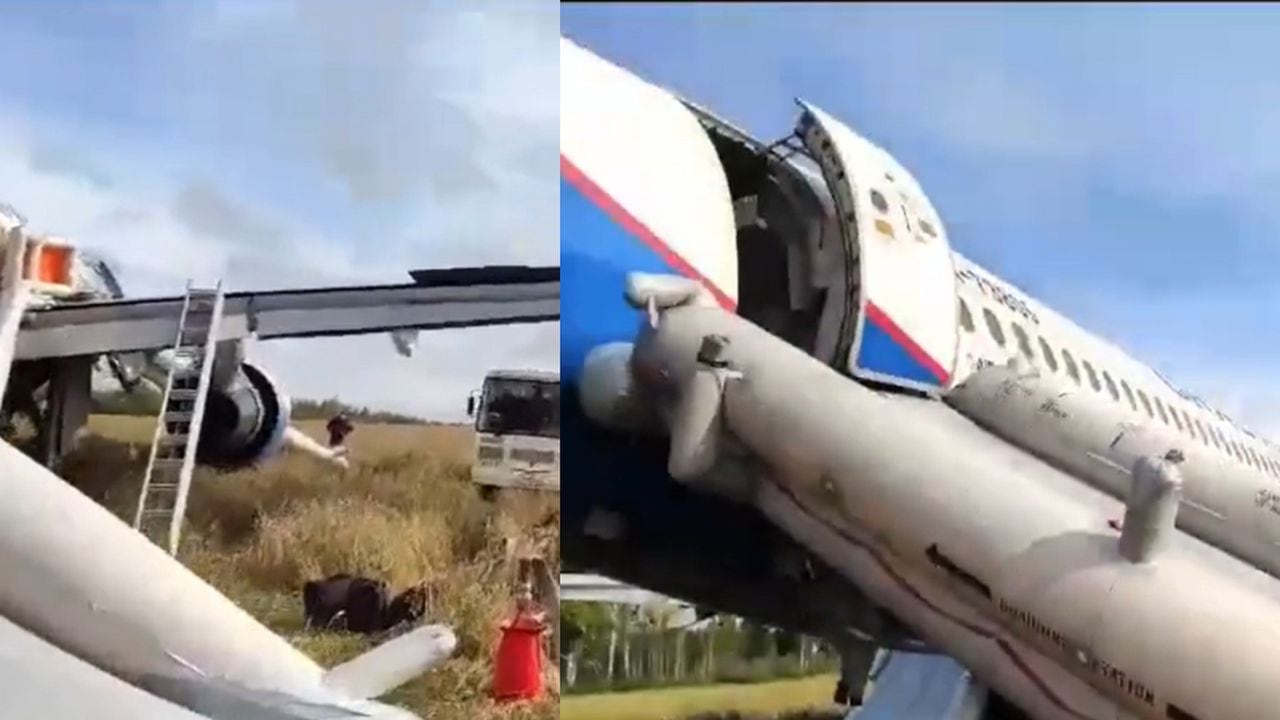 El avión aterrizó de emergencia en un campo abierto.