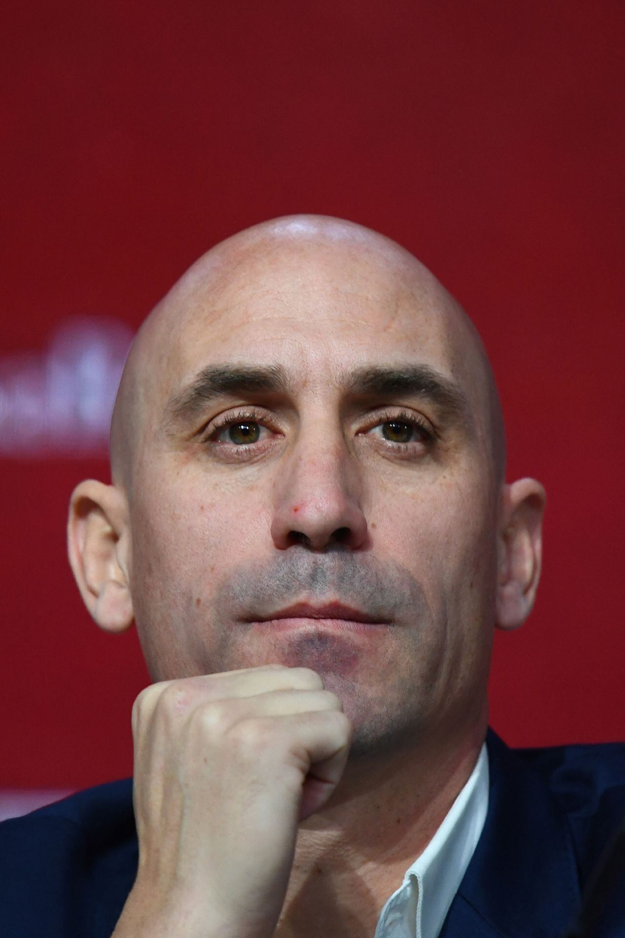 (FILES) Spanish Royal Football Federation (RFEF) president Luis Rubiales attends a press conference on November 27, 2019 in Madrid during the official presentation of Spain's coach. Spain midfielder Jenni Hermoso defended Spanish football federation president Luis Rubiales after he came under fire for kissing her on the lips following the team's Women's World Cup victory on August 20, 2023. (Photo by GABRIEL BOUYS / AFP)