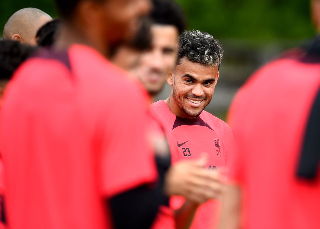 UNSPECIFIED, AUSTRIA - JULY 23: (THE SUN OUT, THE SUN ON SUNDAY OUT) Luis Diaz of Liverpool during a training session at the Liverpool pre-season training camp on July 23, 2022 in UNSPECIFIED, Austria. (Photo by Andrew Powell/Liverpool FC via Getty Images)