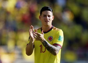 Soccer Football - World Cup - South American Qualifiers - Colombia v Peru - Estadio Metropolitano Roberto Melendez, Barranquilla, Colombia - January 28, 2022 Colombia's James Rodriguez before the match   REUTERS/Luisa Gonzalez