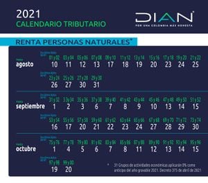 Calendario tributario 2021 para personas naturales