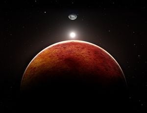 Planeta Marte con la luna, ilustración