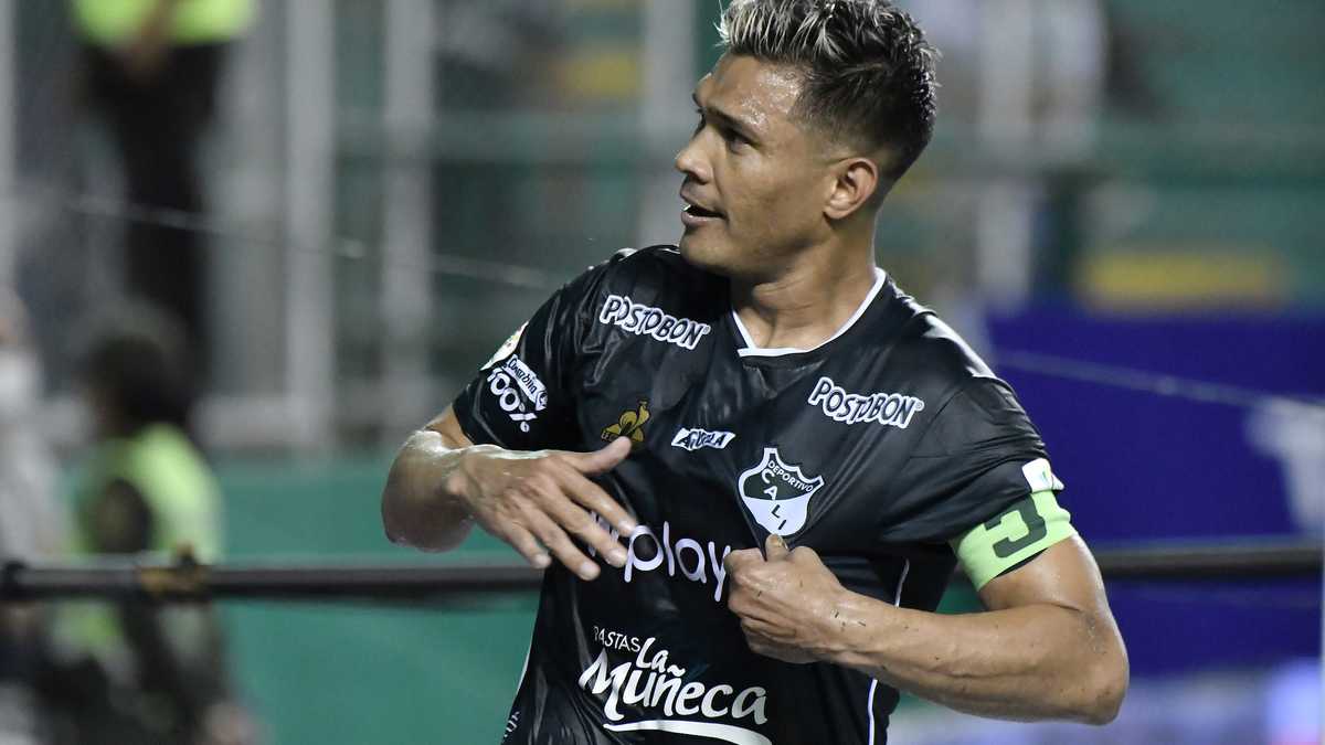 Deportivo Cali vs Deportes Quindío - Teófilo Gutiérrez celebra el único tanto del partido por la fecha 18.