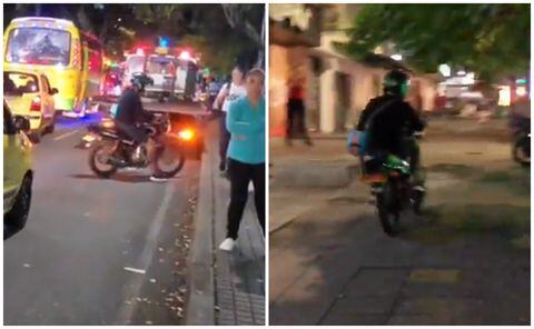 El motociclista iba en contravía por el andén peatonal.