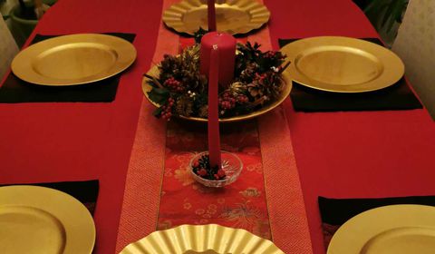Decoración de la mesa de Navidad con Feng Shui