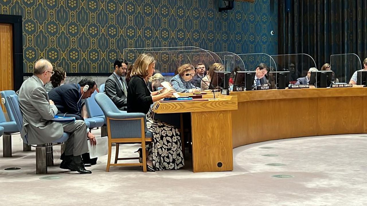 Marta Lucía Ramírez en la ONU entregando el reporte avances proceso de implementación de los acuerdos de paz