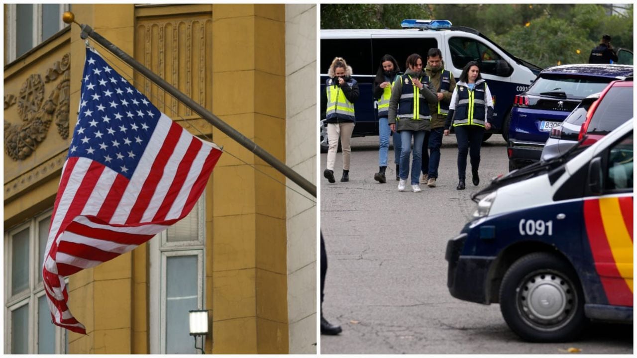 Imagen de referencia de una de las Embajadas de Estados Unidos. Al costado derecho policías hacen guardia, junto a la Embajada de Ucrania en Madrid, el miércoles 30 de noviembre de 2022.