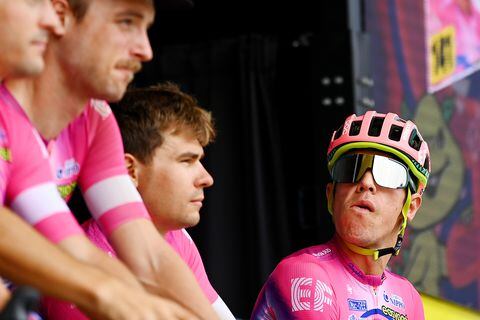 PEYRAGUDES, FRANCE - JULY 20: Rigoberto Uran Uran of Colombia and Team EF Education - Easypost during the team presentation prior to the 109th Tour de France 2022, Stage 17 a 129,7km stage from Saint-Gaudens to Peyragudes 1580m / #TDF2022 / #WorldTour / on July 20, 2022 in Peyragudes, France. (Photo by Tim de Waele/Getty Images)