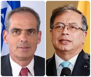 El Subdirector General para América Latina en la cancillería israelí,  Jonathan Peled, y el presidente de Colombia, Gustavo Petro.