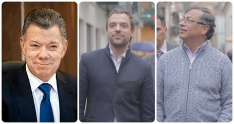 Juan Manuel Santos, Luis Ernesto Gómez y Gustavo Petro.