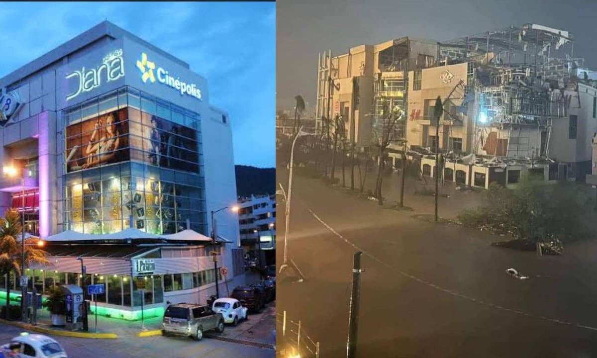Galerías Acapulco Diana antes y después del huracán Otis