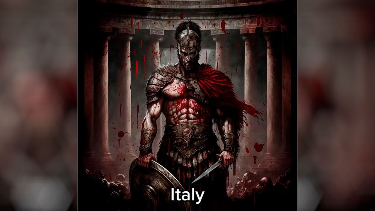Ilustración creada por IA presenta a Italia como un supervillano de los cómics.