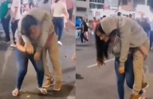 El video muestra a la mujer cargando a un hombre, posiblemente su pareja. Los elogios en redes sociales no se han hecho esperar.