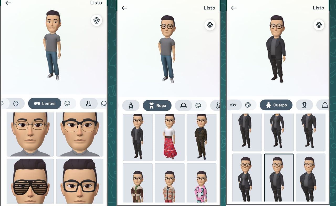 WhatsApp ofrece varias opciones para crear avatares personalizados.